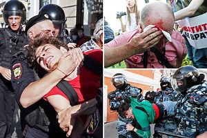 Moscow riot cops drag away protesters as 50,000 strong crowd demand fair Russian elections outside Vladimir Putin’s offices