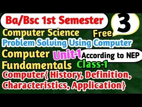 L-1 Computer Ba/Bsc 1st Semester Computer Science 2024 Problem solving using computer #yourbscguide