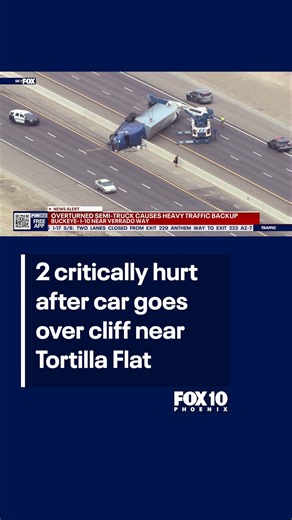Three people were rescued after a car went over a cliff along Apache Trail near Tortilla Flat. When rescue crews got to the scene, they found one person 40 feet below a steep-angle slope, and two others inside a vehicle over 350 feet below the cliff. Two of the people who were rescued are in critical condition. Click the link in our bio for more on this story. #fox10phoenix | FOX 10 Phoenix