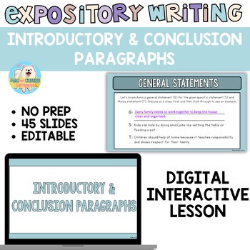 Introduction/Conclusion Paragraph Writing Practice | Digital Teaching Slides