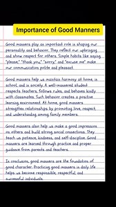 Importance of good manners Essay writing #essaywriting #essaytips #essay | English Class