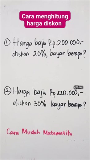Cara menghitung harga diskon ‼️🌸🌷 #trikdiskon #carahitungdiskon #matematikadasar #caramudahmatematika | Cara Mudah Matematika