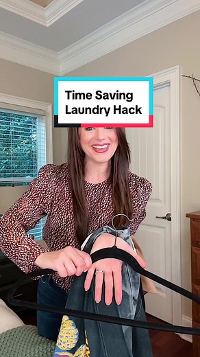 This shirt hanging hack is a game changer! Laundry day hack that will save you time. #laundryhacks #closetorganization #homehack #tiptok