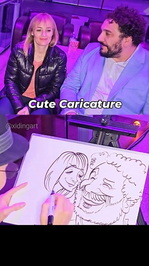 18K views · 4.9K reactions | Drawing a cute couple as a cute caricature, at a Chrismas party in Vienna #schnellzeichner #livecaricature #karikaturist #gastgeschenk #eventunterhaltung #weihnachtsfeierideen | Schnellzeichner Xi | Facebook