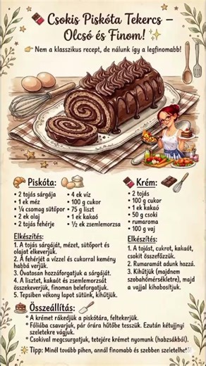 🍫 Csokis piskóta tekercs – ahogy én készítem, és mindenki kedvence