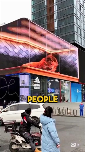 People Thought This Lion Was Real… #3dbillboard #shorts