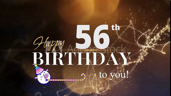 56th Happy Birthday, with gold particles Background, 56th Year Happy Birthday Wishes Greeting card, birthday card, invitation card, Celebration, party, Birthday wishes