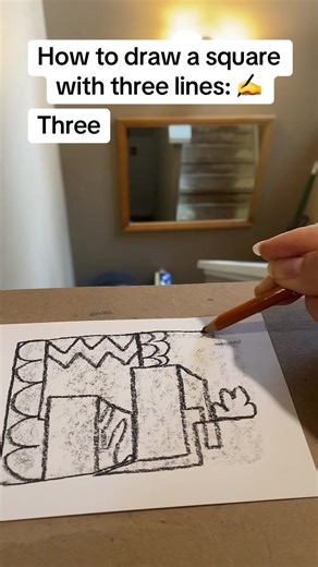 How to draw a square with three lines ✍️