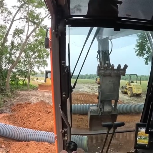 Setting The Culvert Pipe And Building a Road Through The Woods #reels #excavator #dirt #work | Letsdig18