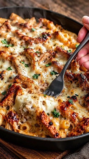 🧀🍗 Creamy Cheesy Chicken Pasta Bake