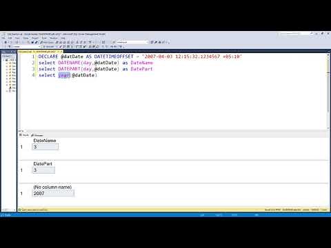 Extract parts of dates - using DATENAME, DATEPART, DAY, MONTH and YEAR functions in SQL Server