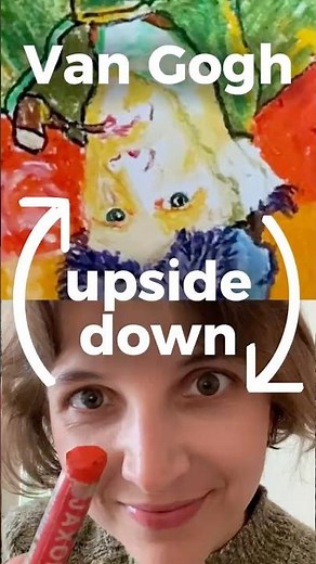 Drawing VAN GOGH upside down 🙃 #drawingtutorial #drawingtips #drawinghacks