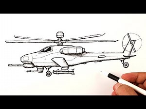 How to draw a Military Helicopter step by step