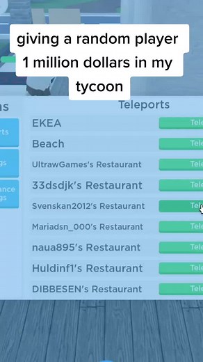 Giving One Million Dollars to a Random Player in My Tycoon | Restaurant Tycoon 2 Gameplay