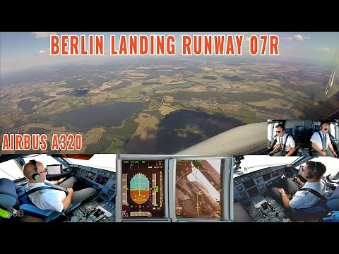 Berlin ( BER) | Pilots and cockpit views | Airbus A320 approach + landing runway 07R | with PFD + ND