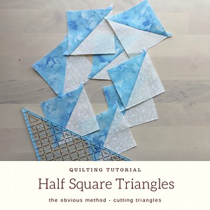 making half-square triangle units by sewing triangles together