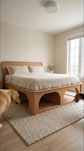 This bed has a special place for your dogs #doglover #bedding #architecture #bedroom