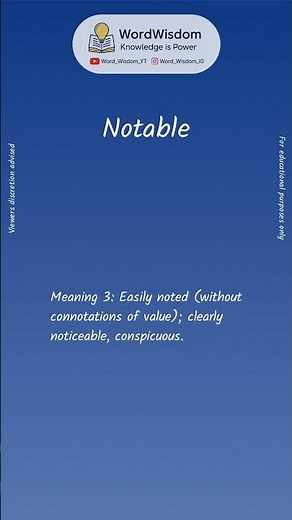 What does "Notable" mean? | English vocabulary shorts | #notable #wordwisdom