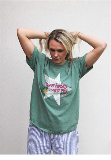 lucky girl st. patrick’s day outfits are here🍀🎱🦓🍻 the perfect comfort colors graphic tee! size S - 2XL!