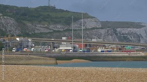 Embarking And Departing Trucks At Dover Harbor, United Kingdom - Native Version