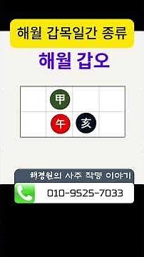 해월 갑목 일간의 종류와 특성 갑자, 갑인, 갑진, 갑오, 갑신, 갑술 #해경원 #사주명리학강의 #명리학#해월 #갑목 #갑목일간