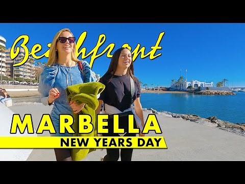 Marbella beachfront walk - New Years Day 2024 - Costa del Sol Spain 4K immersive virtual tour