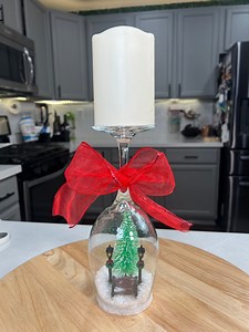 260K views · 1.9K reactions | Wine glass transformed into snow globe candle ❄ #diy #dollartree #snowglobe #christmasdecor @dollartree | Natalini | Facebook