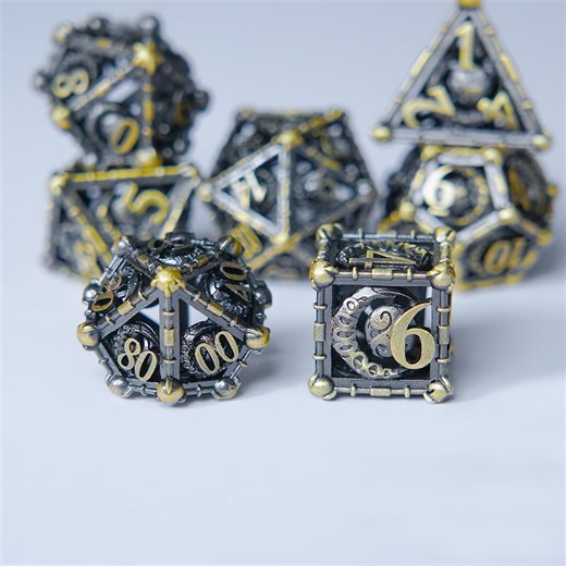 Moon Ball Metal Dice Set, Steampunk DND Dice - Etsy