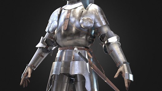 Medieval Knight Armor (Low-poly / Rigged) - Download Free 3D model by INKXO