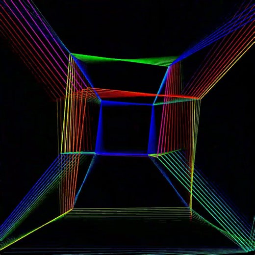 Hypnotic 4D Hypercube with Rainbow Trails – Satisfying Math Animation 🌈✨