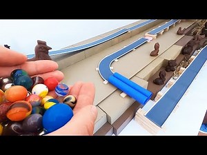 Marble Run Race ASMR - Jumpings &Tunnels with Colorful Chocolate