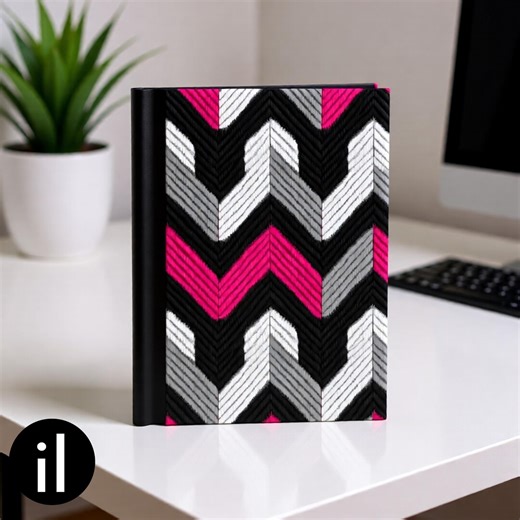 Bold Chevron Pattern Hardcover Journal; Pink, Gray, and Black; 150 Lined Pages - Etsy