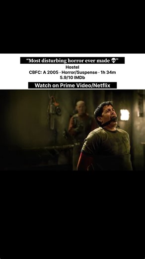 official.Rcamol on Instagram: "Hostel CBFC: A 2005 ‧ Horror/Suspense ‧ 1h 34m 👉🏾 IMDb Rating 5.9/10 👉🏾 where to Watch : Prime video / Netflix / Internet Sites Hostel (2005) – Ultra Short Story 🔪 Europe trip par gaye 3 friends ek hostel mein phas jaate hain, jahan logon ko paise ke liye torture aur kill kiya jaata hai. Trip ban jaati hai survival horror 😱 #crimethriller #horror #trip #oldmovie #movie"