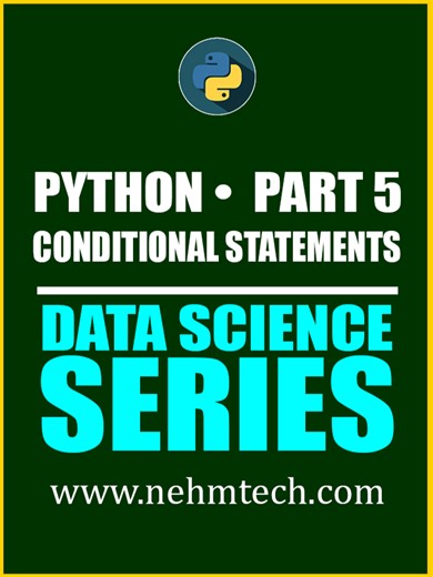 Python Part 5 • Conditional Statements • Data Science Series Enroll on our LMS to access the full course for free: https://nehmtech.com/student-login/ Then access the course below: Data Science Course: https://nehmtech.com/courses-page/data-science-full-course/ Join this channel to get access to perks: https://www.youtube.com/channel/UC7H15mK-I1yg2tfpoVR_1cQ/join #python #nehmtech #datascience #machinelearning #ai #conditionalstatements
