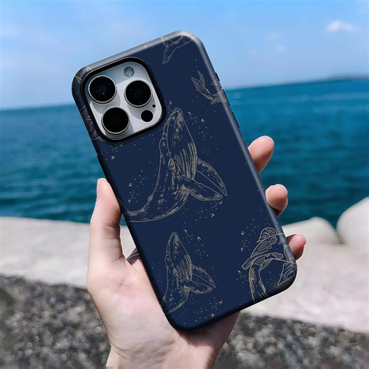 Navy Blue & Gold Line Art Whale Phone Case - Retro Nautical Cover iPhone 16, 15, 14, 13, 12, 11 Pro Max Plus X,samsung S25 S24 S23 S22 - Etsy