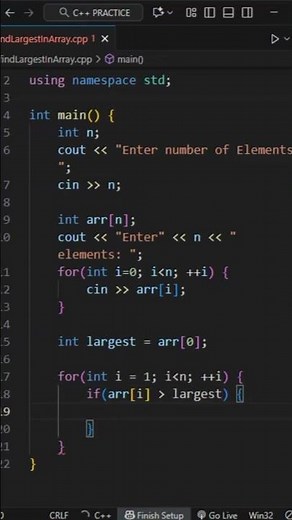 Find Largest in an Array using C++ | C++ for Beginners #shorts