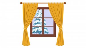 Download Animation Winter window. Window with winter view. Snow. Hygge concept. Video flat cartoon animation design element. 4K video footage, alpha channel for free