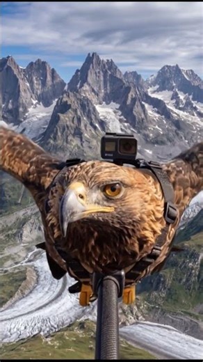 Falcon Flying with a Camera Reveals a Crashed Plane in the Mountains