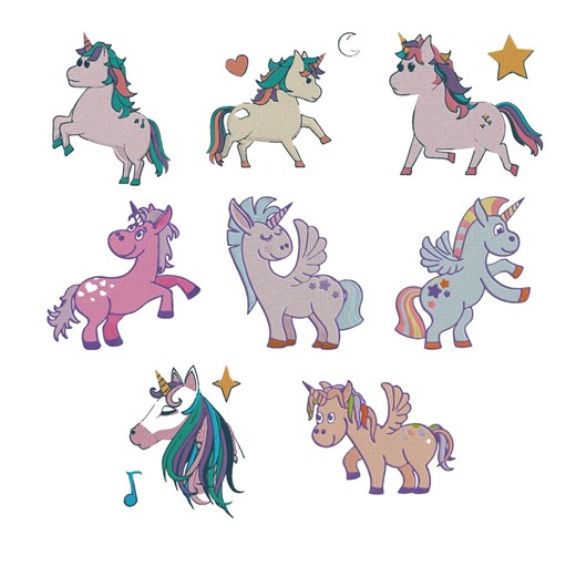 Unicorn Magical Embroidery Design, Fantasy Baby Girl Machine Embroidery File, 8 Design, 9 Size, Instant Download - Etsy
