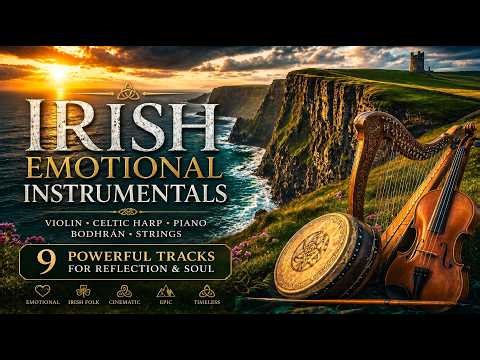🍀🇮🇪 Irish Emotional Instrumentals 🎶 | 2 Hours of Celtic Instrumentals – Harp, Violin & Bodhrán 🎻