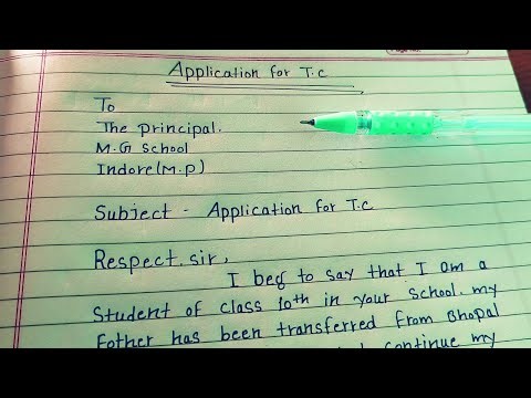Application for Transfer Certificate (T.C) in English | How to Write Application for t.c in English