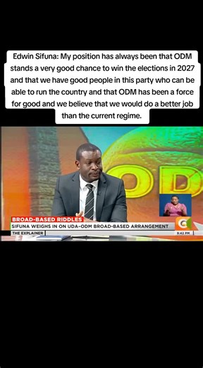 Edwin Sifuna: My position has always been that ODM stands a very good chance to win the elections in 2027 and that we have good people in this party who can be able to run the country and that ODM has been a force for good and we believe that we would do a better job than the current regime. #kawiramwangaza #railaondinga #ruto #mckaree #ruto #foryouu #mutugi #merupolitics #kathurimurungi #mustwatch #karee #kithurekindiki #mutumamethingia #fyp #mithikalinturi #sniper #rigathigachagua # #mutugikar