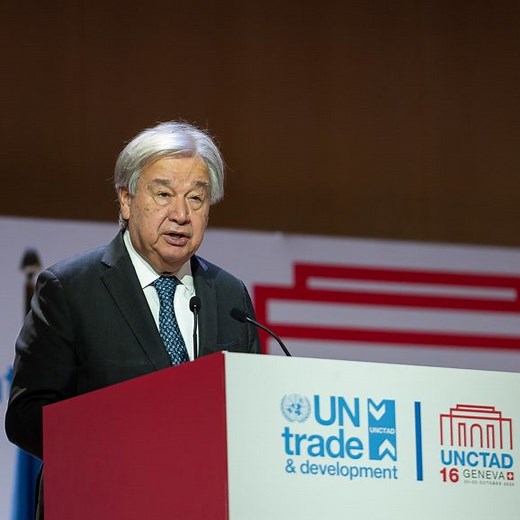 “We need to align trade policies with our climate objectives and ensure that trade supports ambitious climate action and a just transition.” 💬 @UnitedNations Secretary-General @AntonioGuterres at #UNCTAD16 Guterres highlighted the urgency of supporting developing countries in harnessing the limitless power and potential of renewable energy – including through increased financial and technical support. “This begins by defining a credible roadmap to mobilize $1.3 trillion annually in climate fina