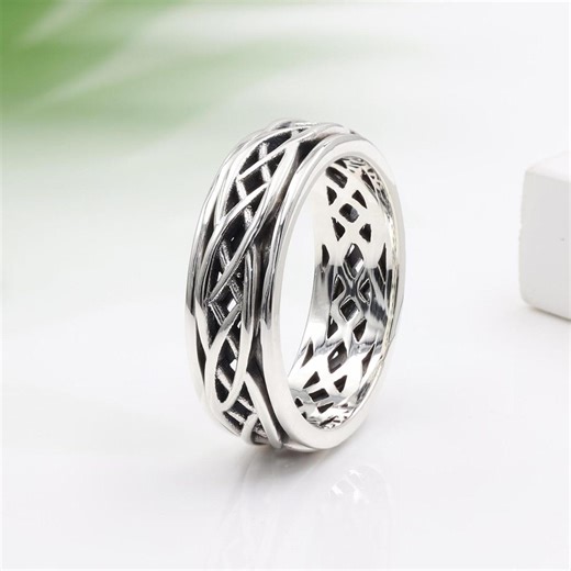 Fidget Ring, Anxiety Ring, Sterling Silver Ring, One of a Kind Spinner Ring, Meditation Ring, Anti-anxiety Thumb Band Ring, Unisex Ring - Etsy