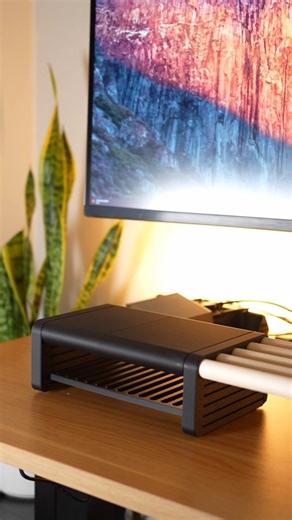 The Workspace Hero on Instagram: "Rough draft, but it’s coming together 👀. Modular desk shelf in the works! #3dprint #deskshelf #desksetup"