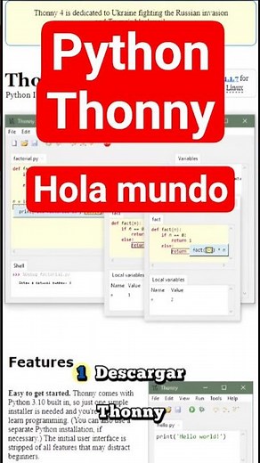 Como instalar Thonny y hacer un "Hola Mundo" en Python #python #thonny #aprenderpython #shorts