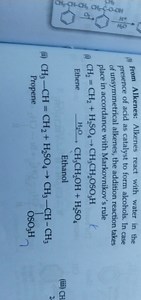 (3) From Alkenes: Alkenes react with water in the presence of a... | Filo