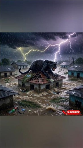 Black Leopard Flood Rescue 🐆🌧️ | Trapped on Rooftop During Storm | Cinematic Wildlife Documentary