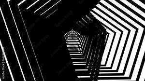 Expanding Tunnel Floating Transform Monochrome Background. Vj retro zig zag shape screen in black and white. Fast movement of polygon geometrical shapes for VJ music stage, transition, shows, intro Stock Video