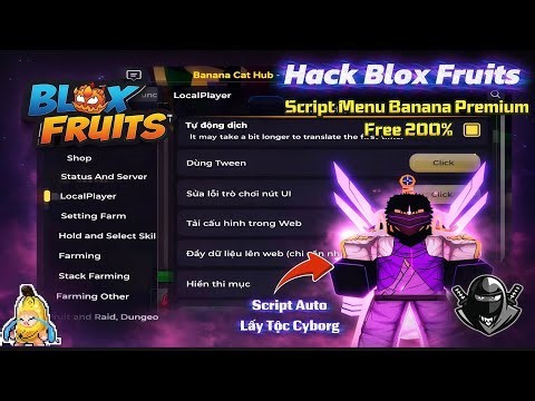 Cách Hack Blox Fruits Script Auto Lấy Tộc Cyborg,Và Script Menu Banana Premium Free Siêu Ngon No key